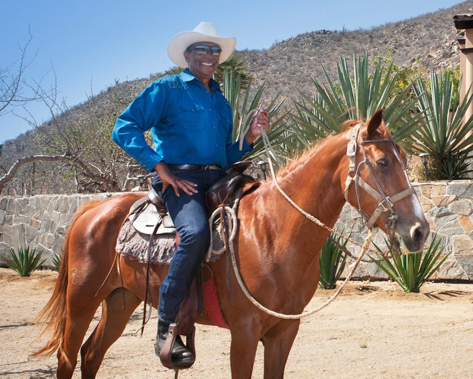 Bill Bradford on horseback at his property in El Pescadero